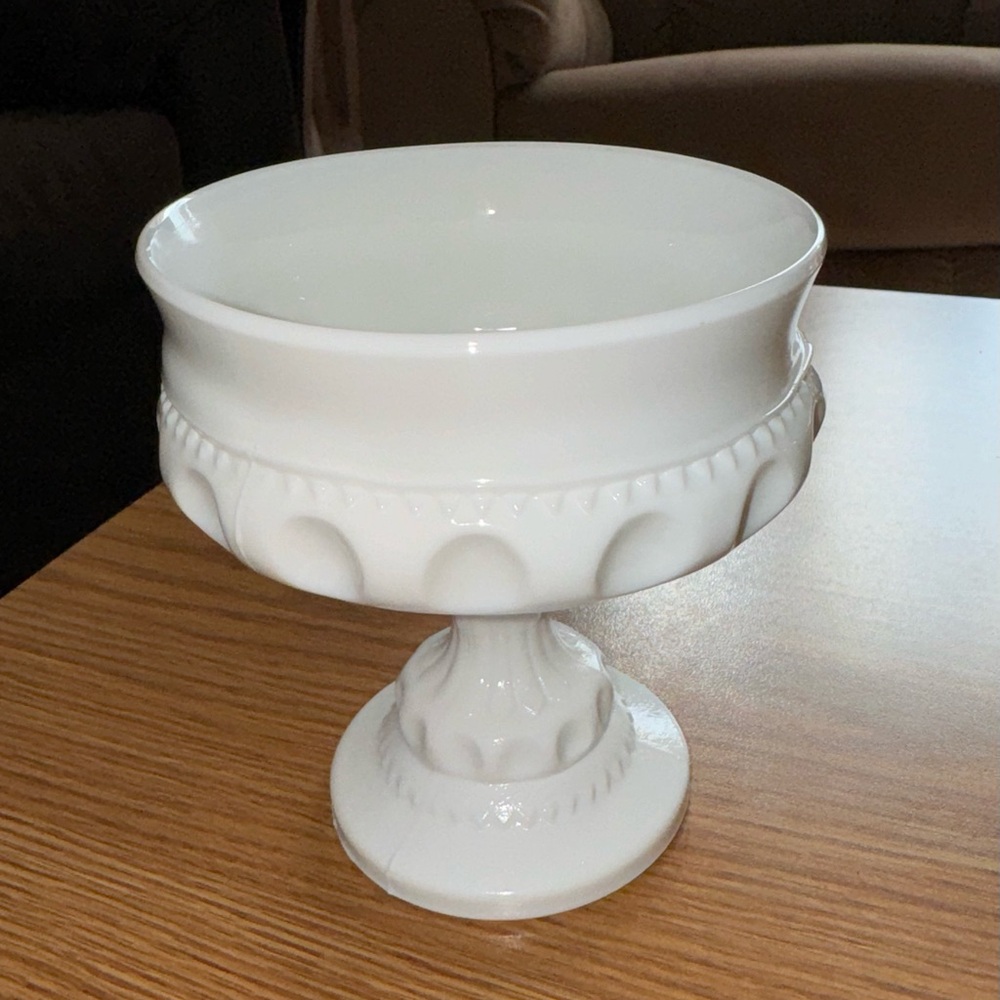 Vintage Milk Glass Compote Fish